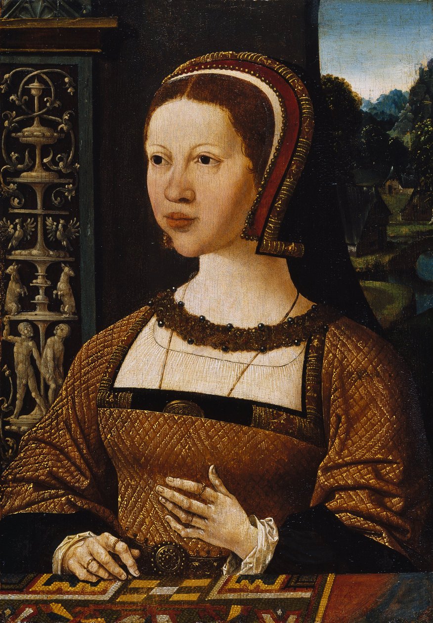 Hollandsk: Portræt af en kvinde (dronning Isabella af Danmark) Portræt af en kvinde, muligvis Elizabeth af Danmark af Jacob Cornelisz van Oostsanen