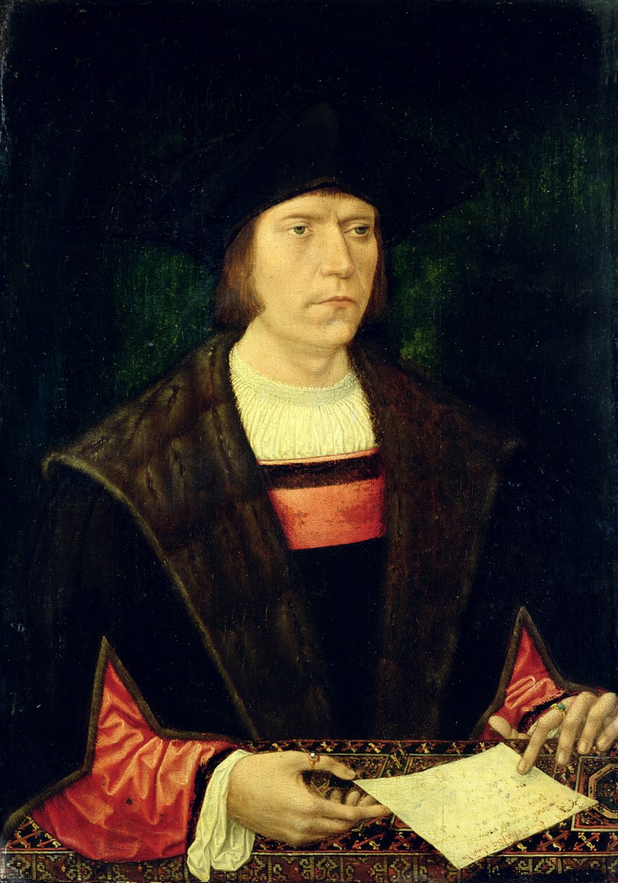 Portræt af en mand med et brev, 1515-20 af Jacob Cornelisz van Oostsanen