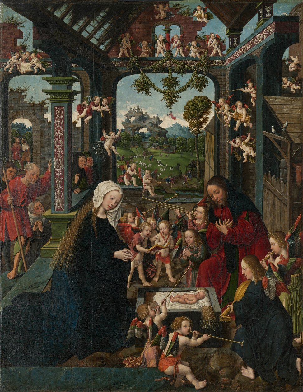 Tilbedelsen af Kristusbarnet af Jacob Cornelisz. van Oostsanen