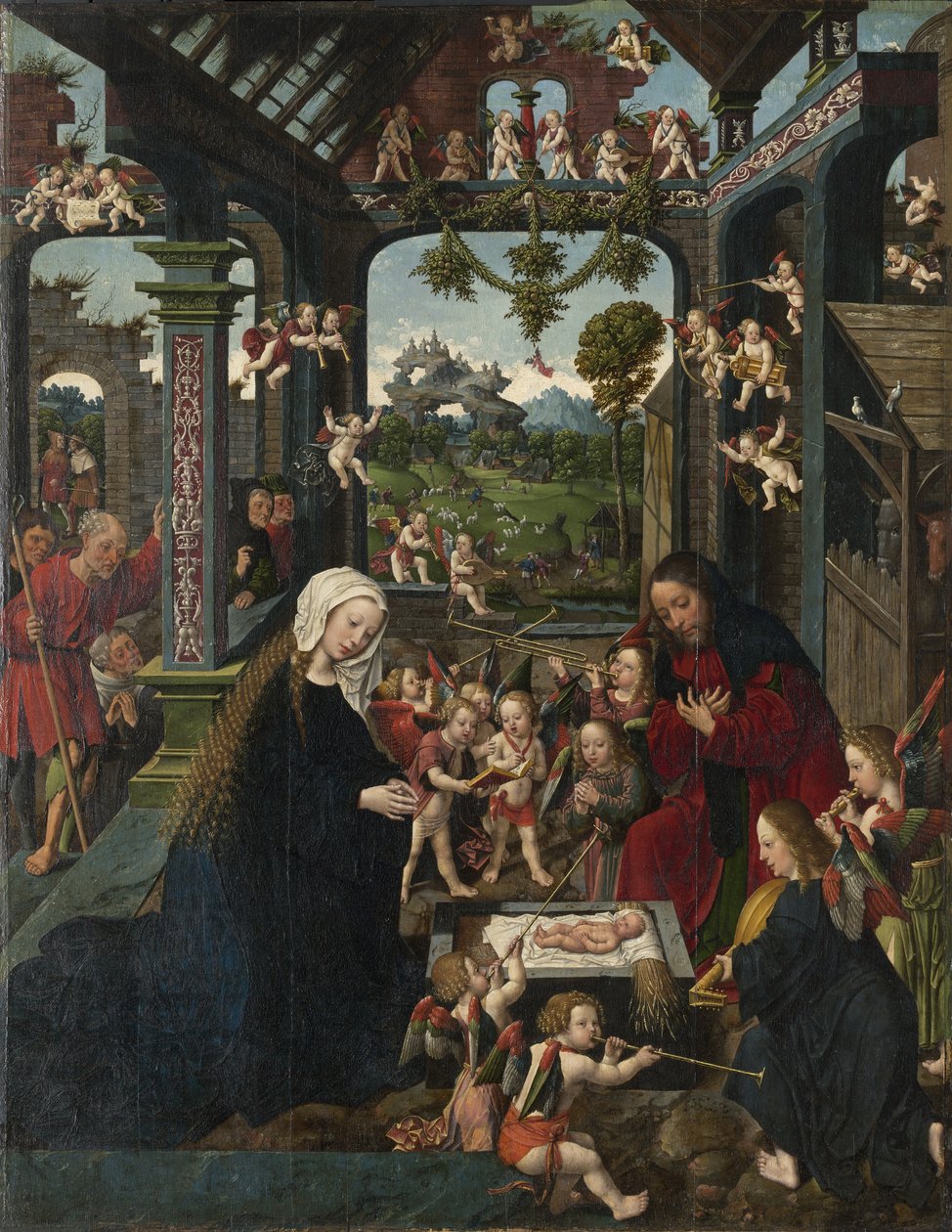 Tilbedelsen af Kristusbarnet, ca. 1515 af Jacob Cornelisz van Oostsanen