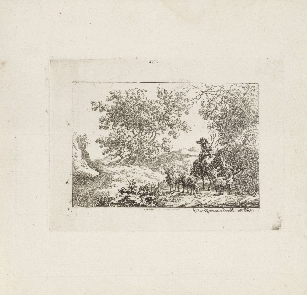 Hyrde til hest med flok af Jacob Elias van Varelen