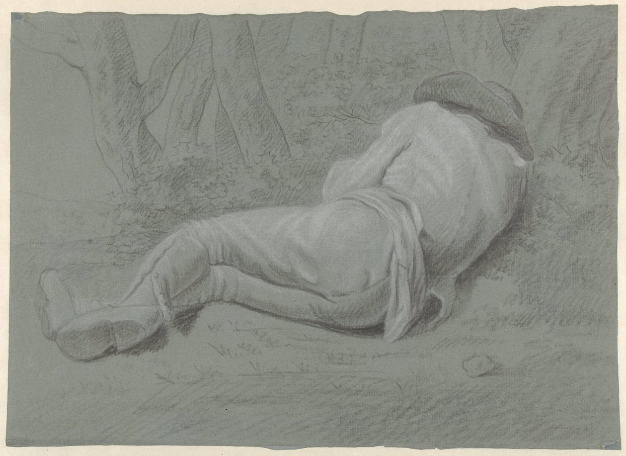Mand liggende under træer af Jacob Ernst Marcus (attributed to)