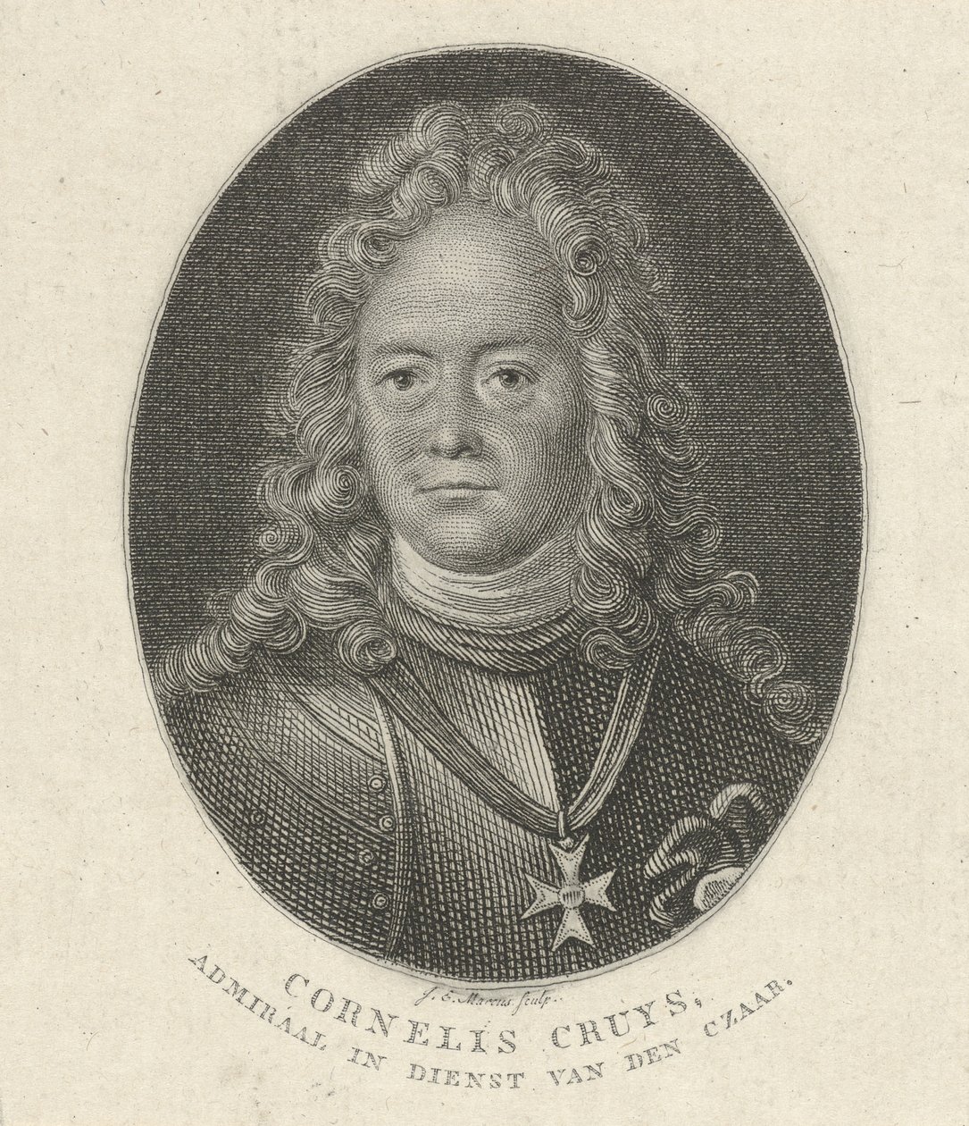 Portræt af Cornelius Cruys 1655-1727, viceadmiral for den kejserlige russiske flåde, 1818 af Jacob Ernst Marcus