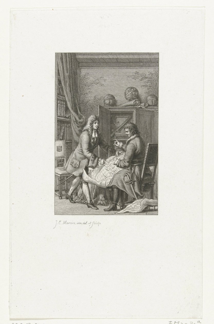 Zar Peter den Store og borgmester Nicolaes Witsen studerer et kort, 1814 af Jacob Ernst Marcus