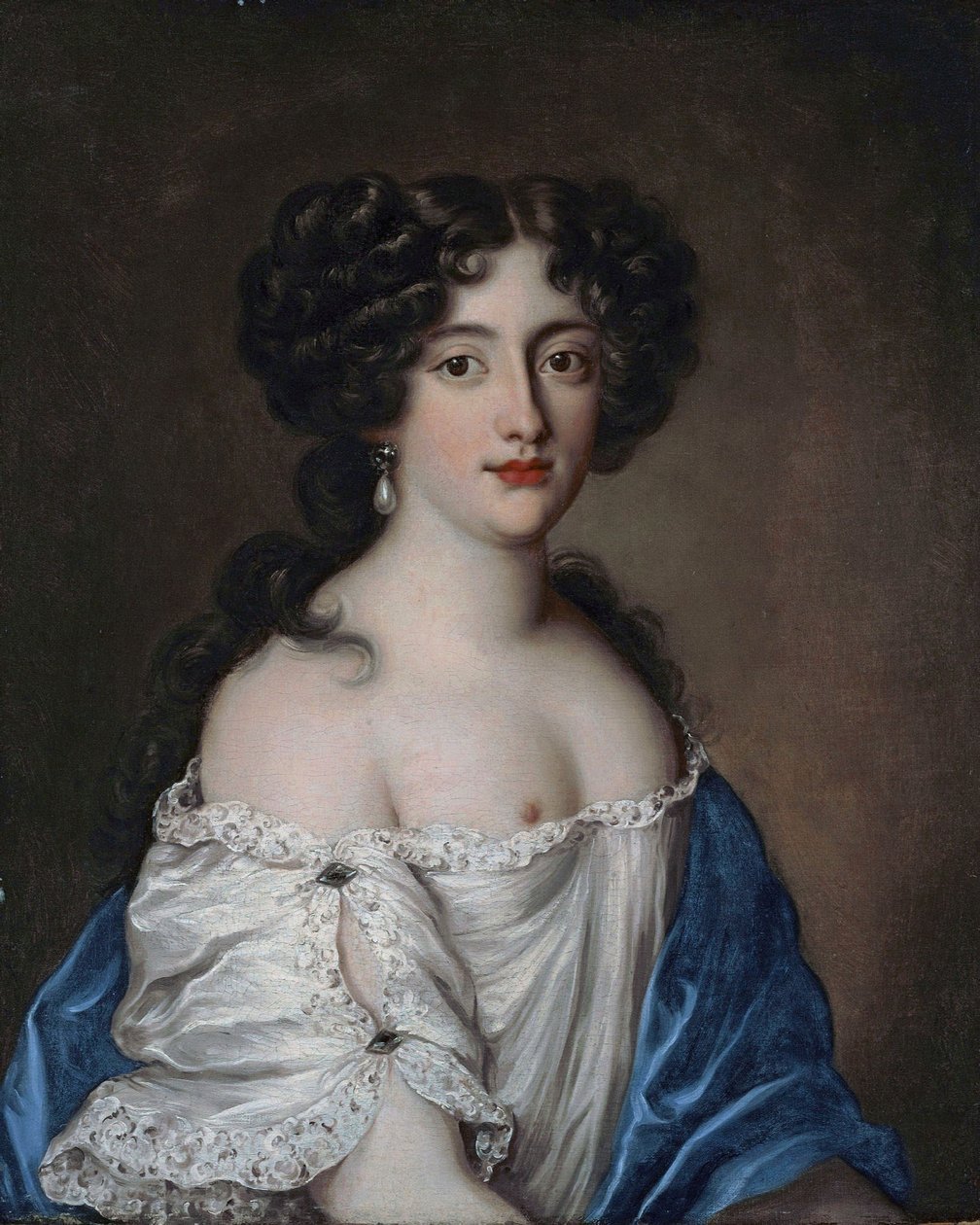 Fransk: Portrait de Hortense Mancini, duchesse de Mazarin, comme Aphrodite Portræt af Hortense Mancini (1646-1699), duchesse de Mazarin, som Afrodite af Jacob Ferdinand Voet