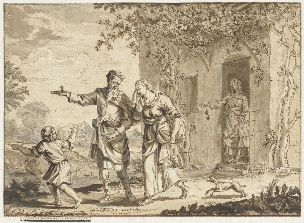 Abraham fordriver Hagar og Ismael af Jacob Folkema