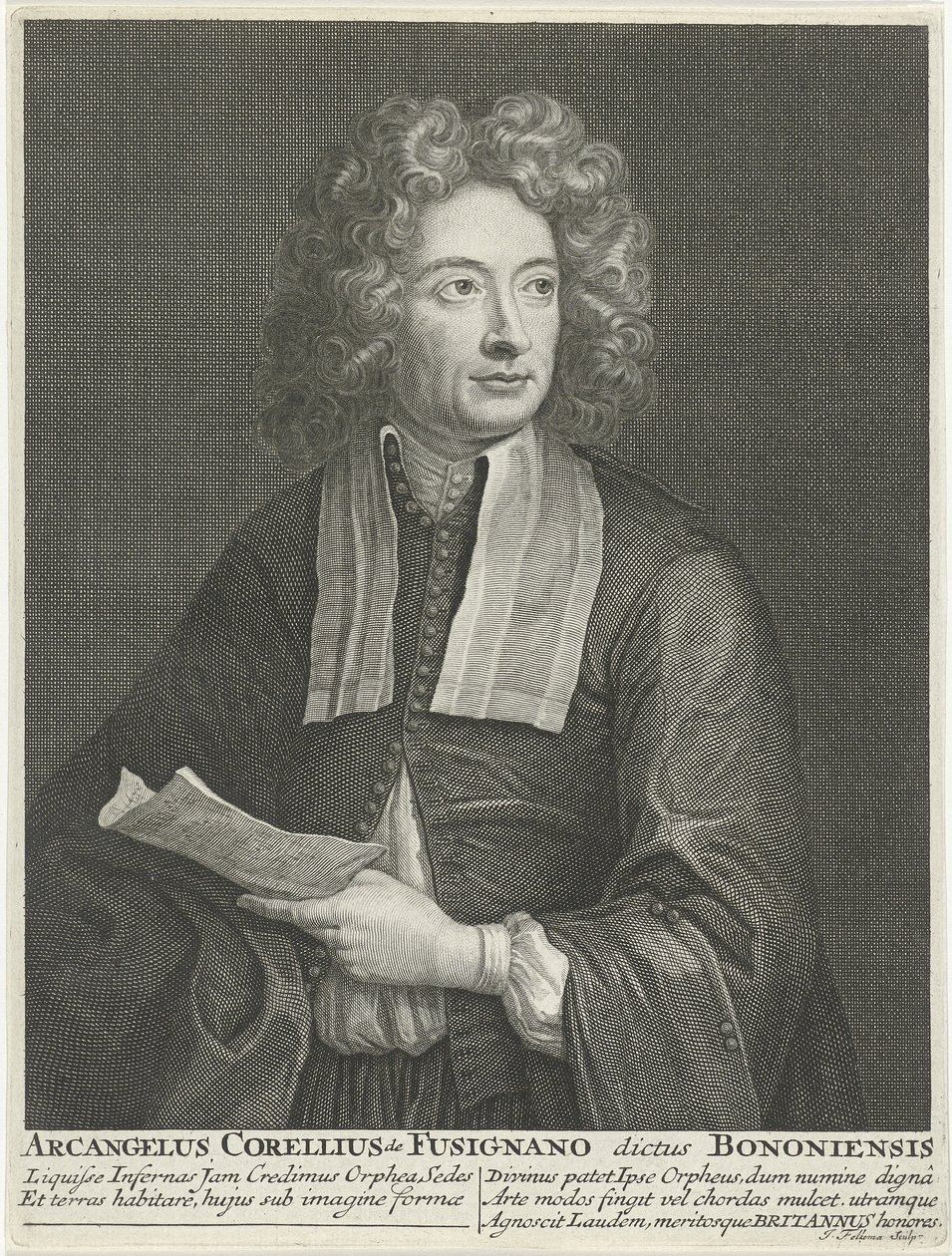 Portræt af komponisten og violinisten Arcangelo Corelli 1653-1713 af Jacob Folkema