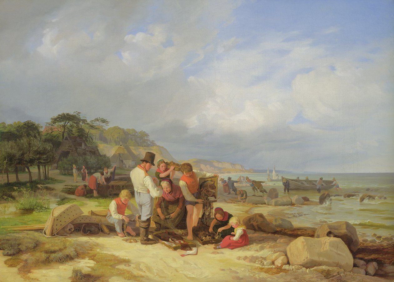 Fiskere i Probstei, 1835 (olie på lærred) af Jacob Gensler