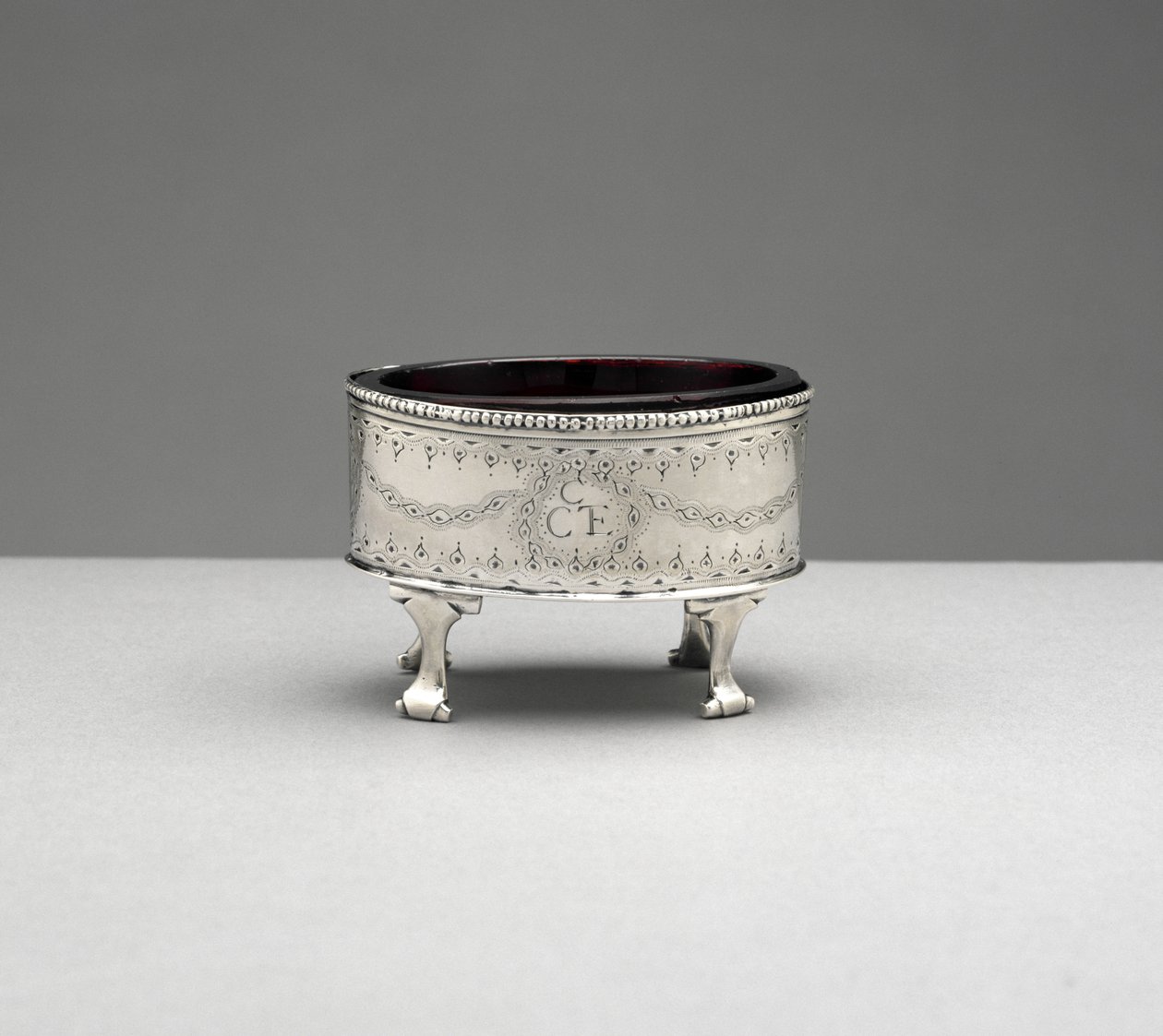 Saltskål, ca. 1785-1803 (sølv og glas) af Jacob Gerritse (attr.to) Lansing