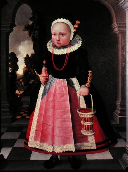 Portræt af en lille pige med en dukke og en kurv i hånden af Jacob Gerritsz Cuyp