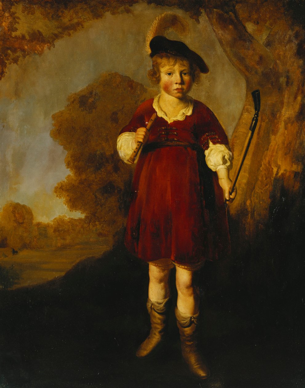 Portræt af en ung dreng som hyrde, stående i fuld længde, i et landskab af Jacob Gerritsz Cuyp
