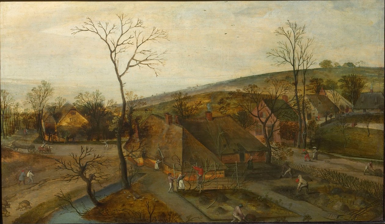 De fire årstider: forår, 1577. af Jacob Grimmer