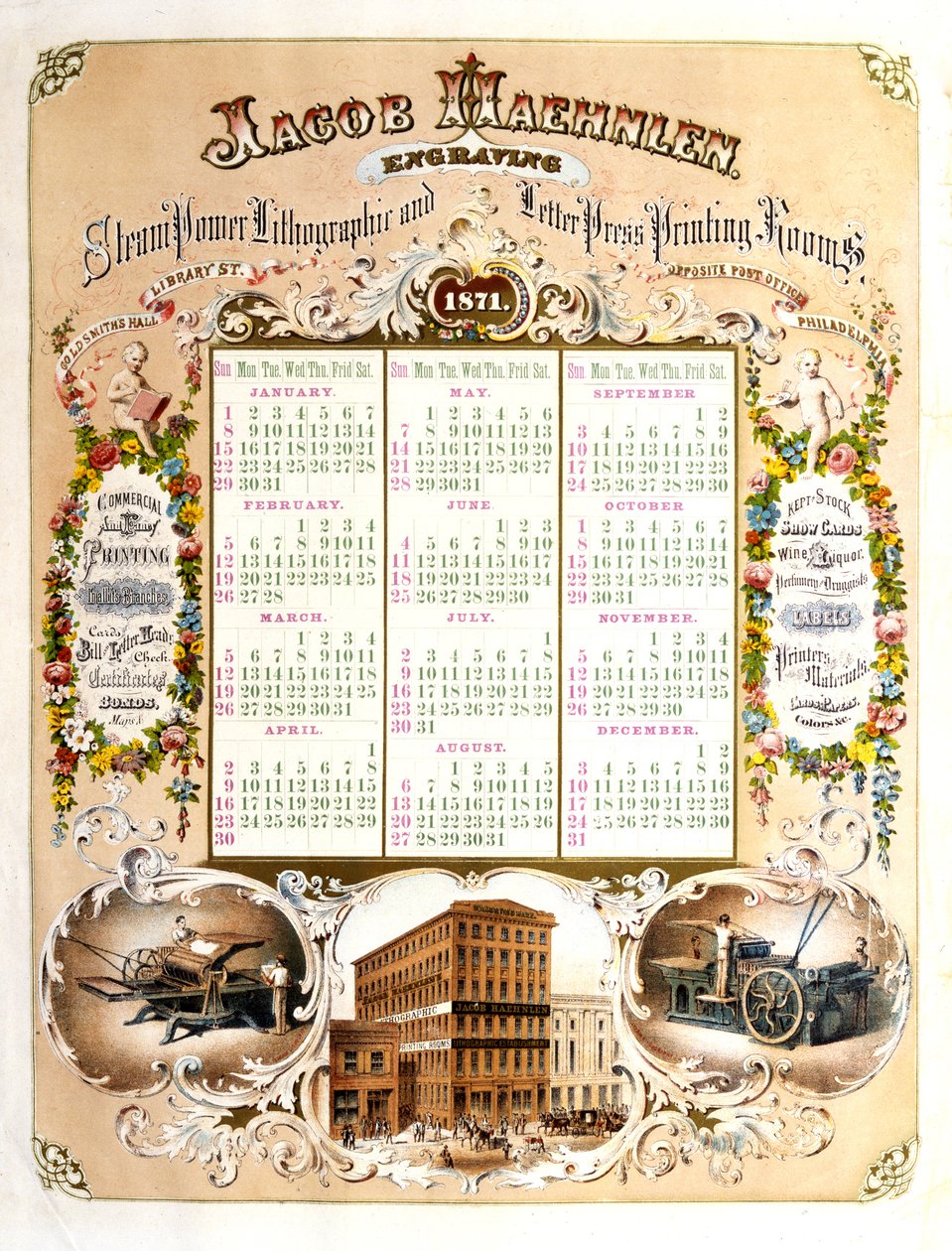 Jacob Haehlen Gravører - Kalender for 1871, 1871 (litografi) af Jacob Haehnlen
