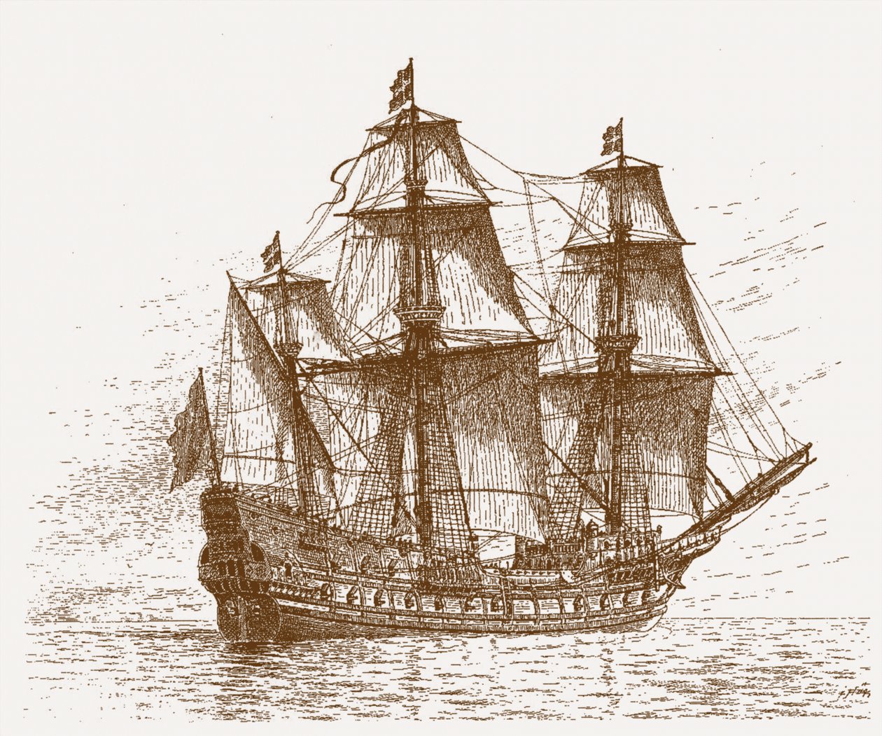 Det svenske flagskib Mars Makalös før slaget ved Gotland-Öland, 30-31 maj 1564, ca. 1908 af Jacob Hagg