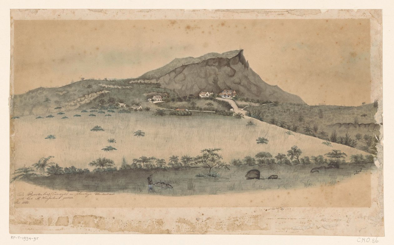 Udsigt over Plantersrust-plantagen på Curaçao af Jacob Hendrik van de Poll (signed by artist)