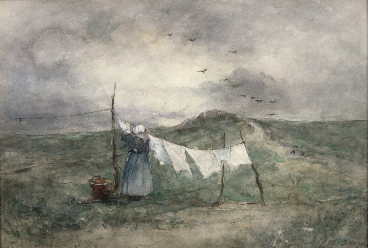 Vaskedag (wc på papir) af Jacob Henricus or Hendricus Maris