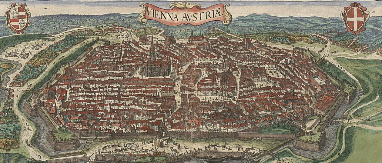 Fugleperspektiv af Wien fra nord, 1609 af Jacob Hoefnagel