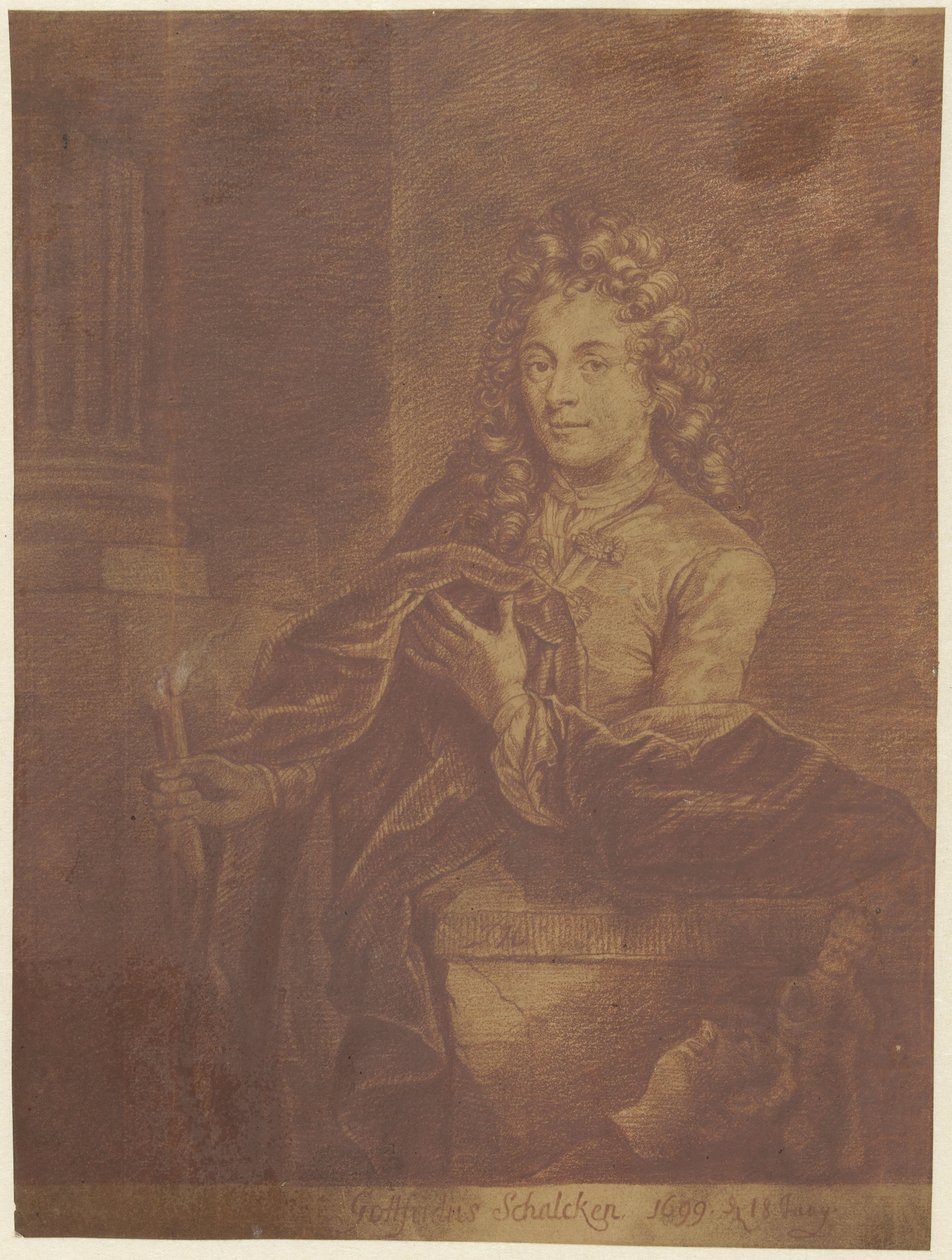 Portræt af Godfried Schalcken af Jacob Houbraken