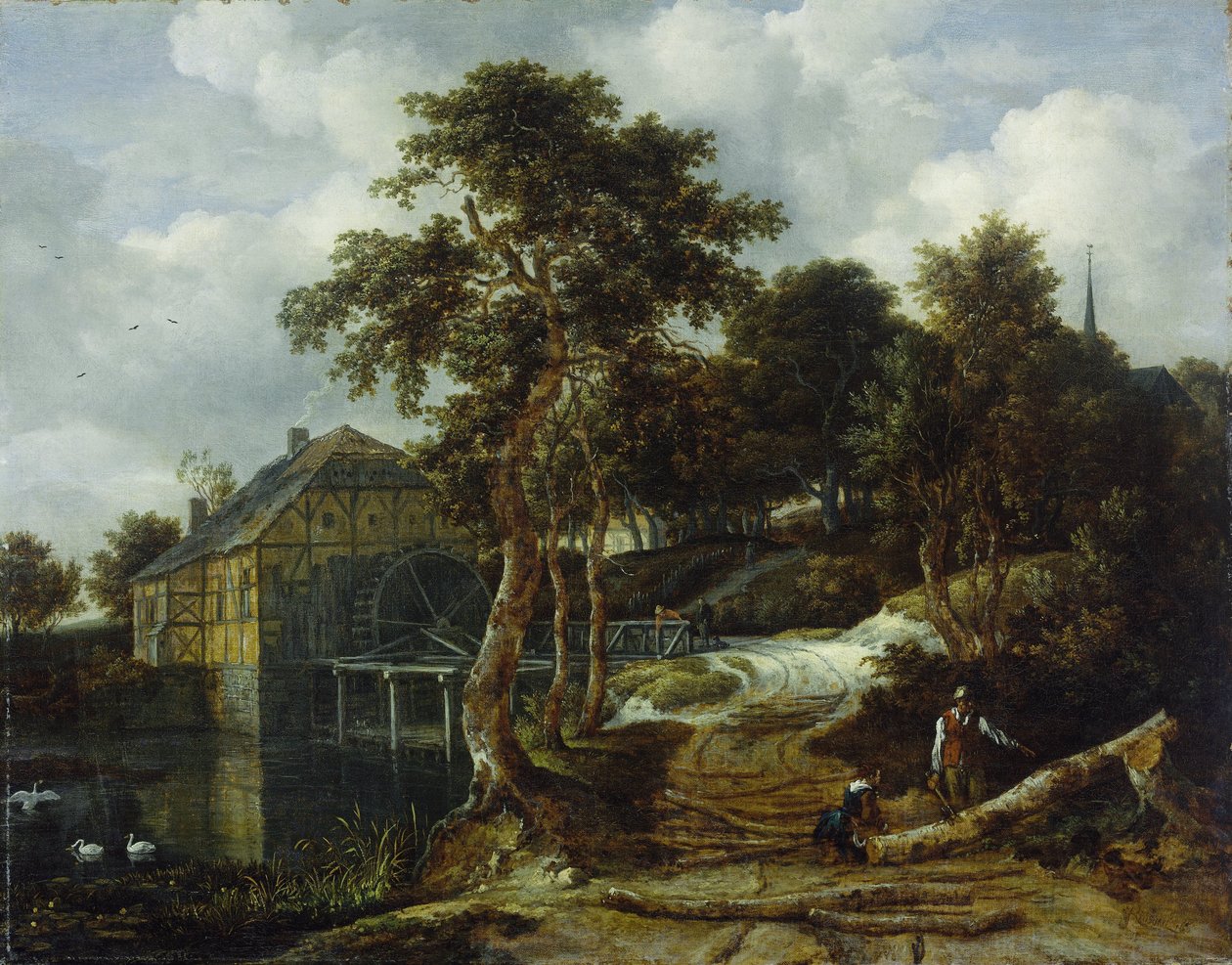 Landskab med vandmølle af Jacob van Ruisdael