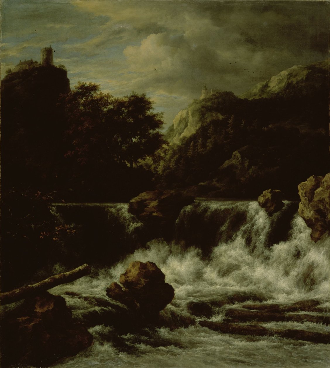 Bjerglandskab med vandfald af Jacob van Ruisdael