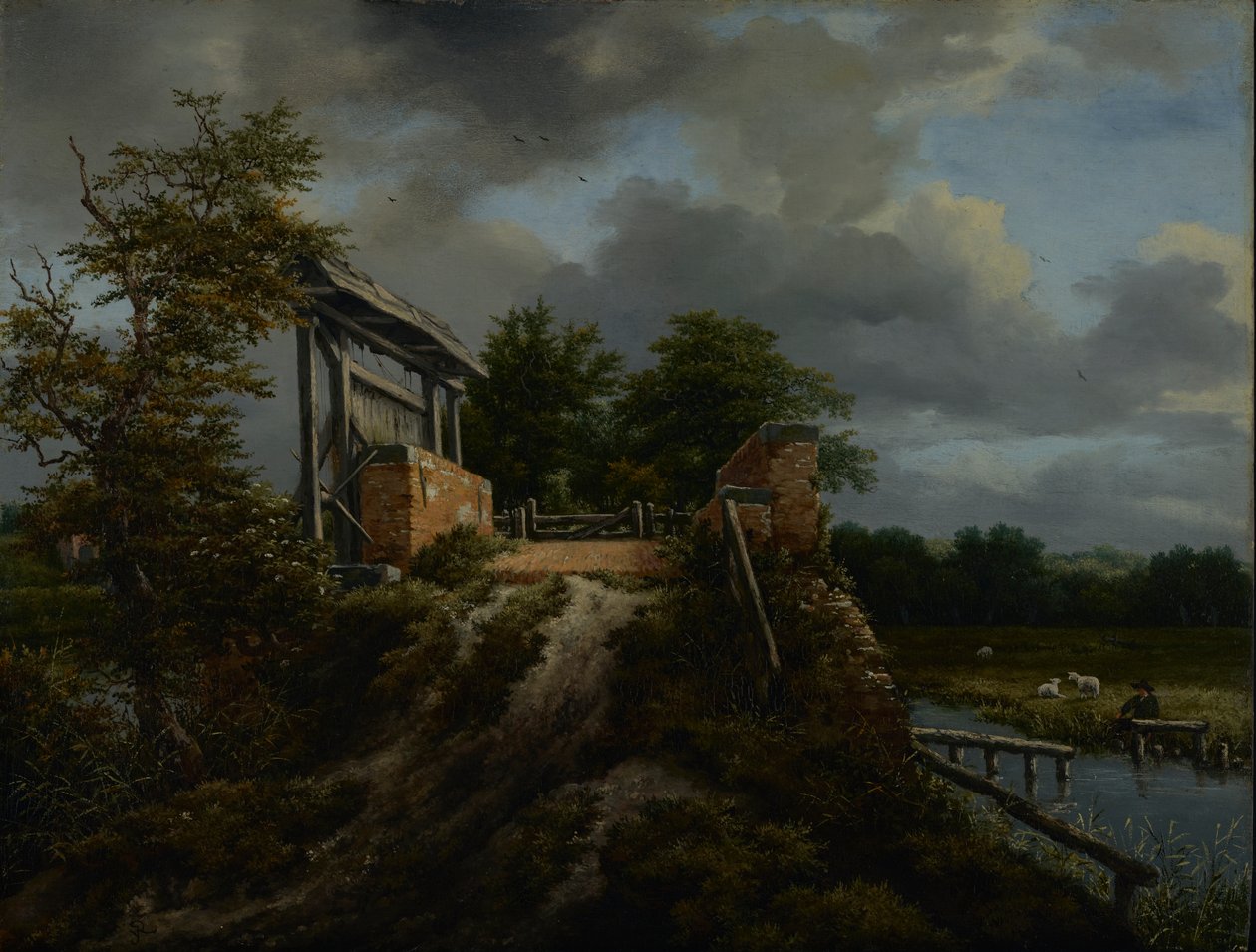 Bro med en Sluse, 1648-9 af Jacob van Ruisdael