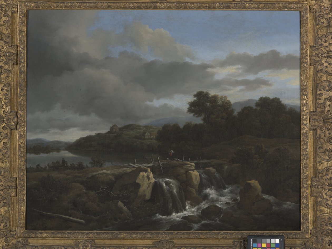 Landskab med kaskade (olie på lærred) af Jacob van Ruisdael