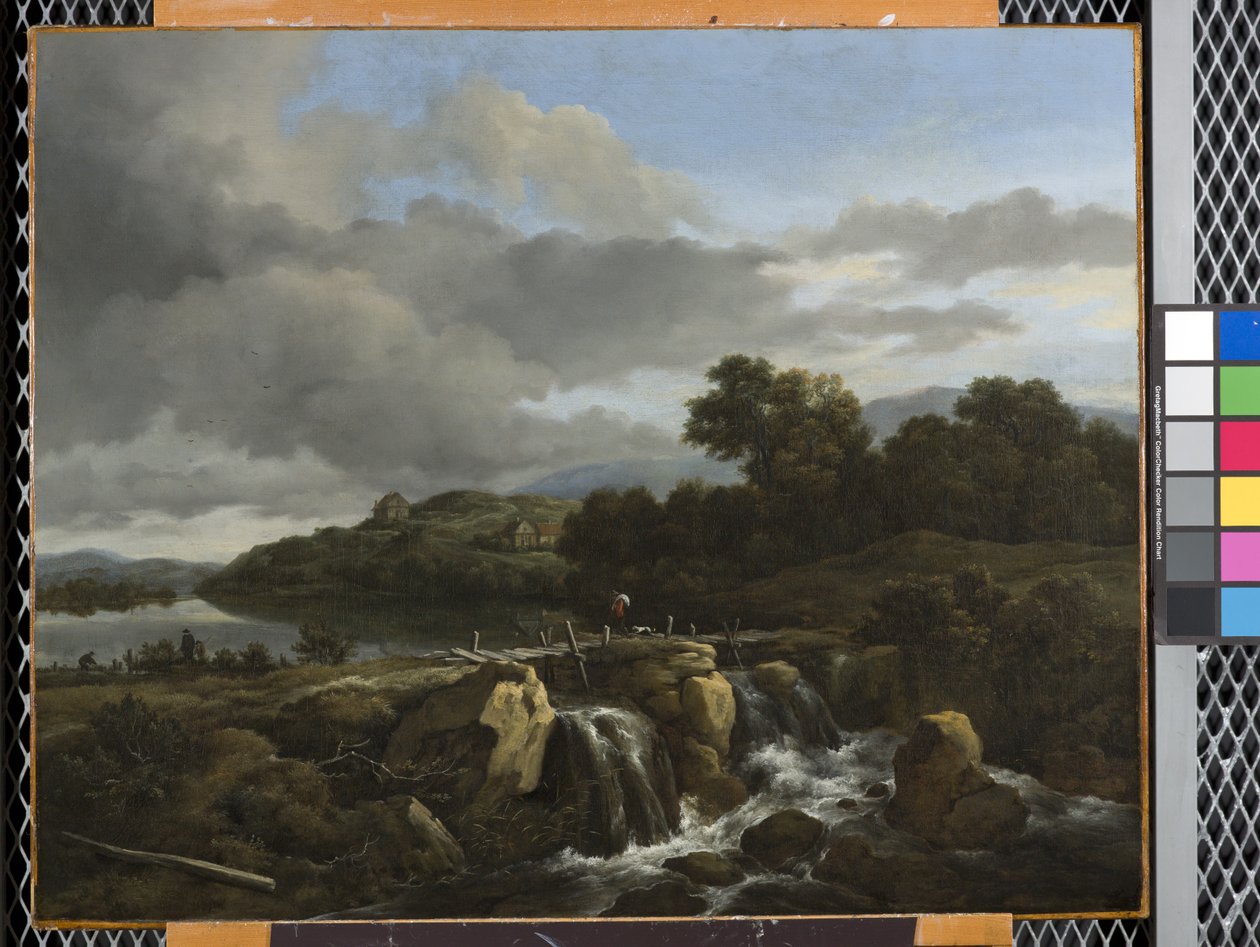 Landskab med kaskade (olie på lærred) af Jacob van Ruisdael