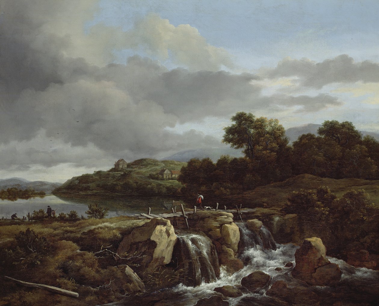 Landskab med kaskade af Jacob van Ruisdael