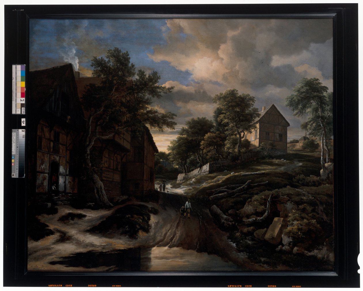 Landskab med Bindingsværkshuse af Jacob Isaaksz. or Isaacksz. van Ruisdael