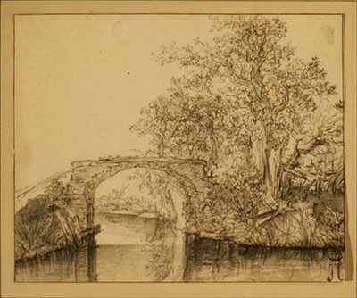 Landskab med en stenbro af Jacob van Ruisdael