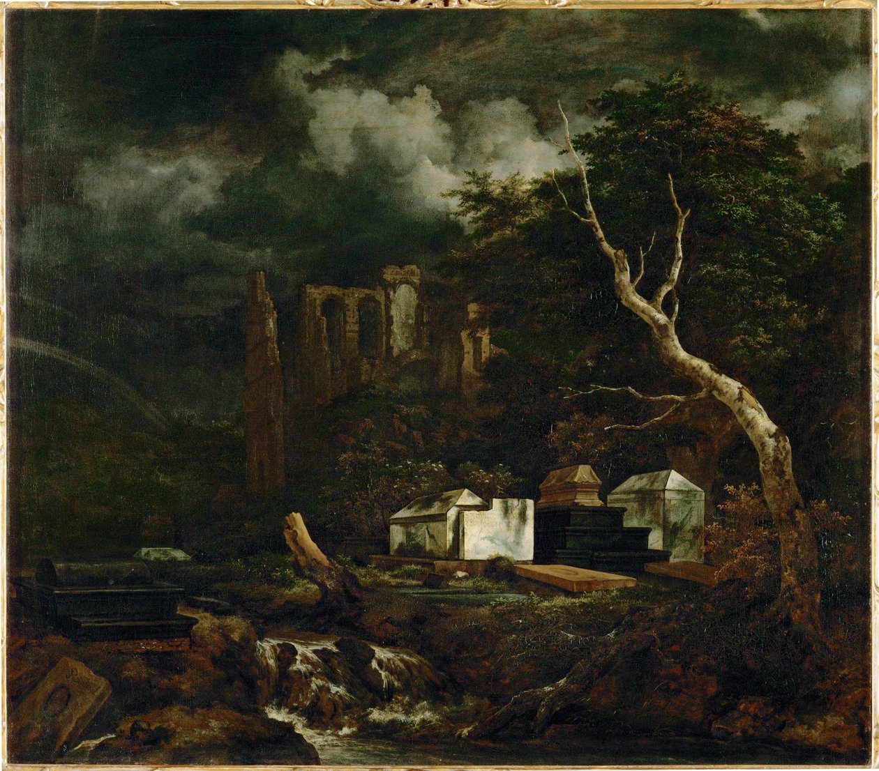 Den jødiske kirkegård nær Oudekerk (maleri på lærred) af Jacob Isaaksz. or Isaacksz. van Ruisdael