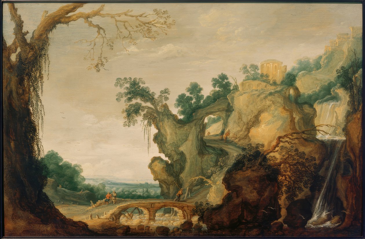Landskab med Tivoli-templet af Jacob Jacobsz. van Geel