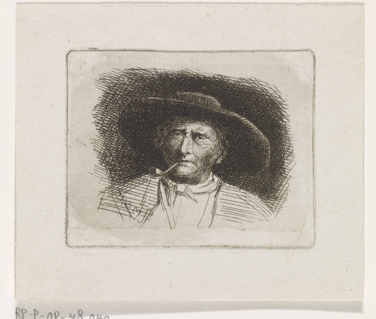 Hovedet af en mand med en pibe af Jacob Jan van der Maaten