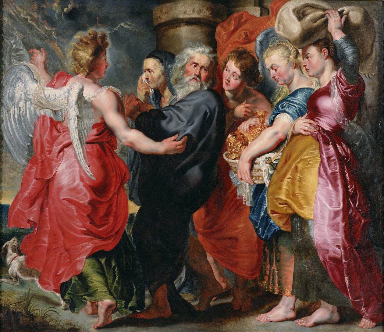 Lot og hans familie forlader Sodoma (baseret på Rubens