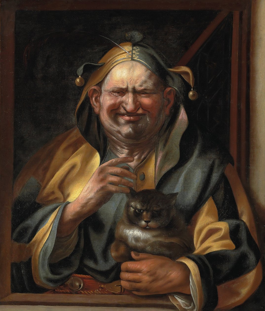 En nar med en kat af Jacob Jordaens
