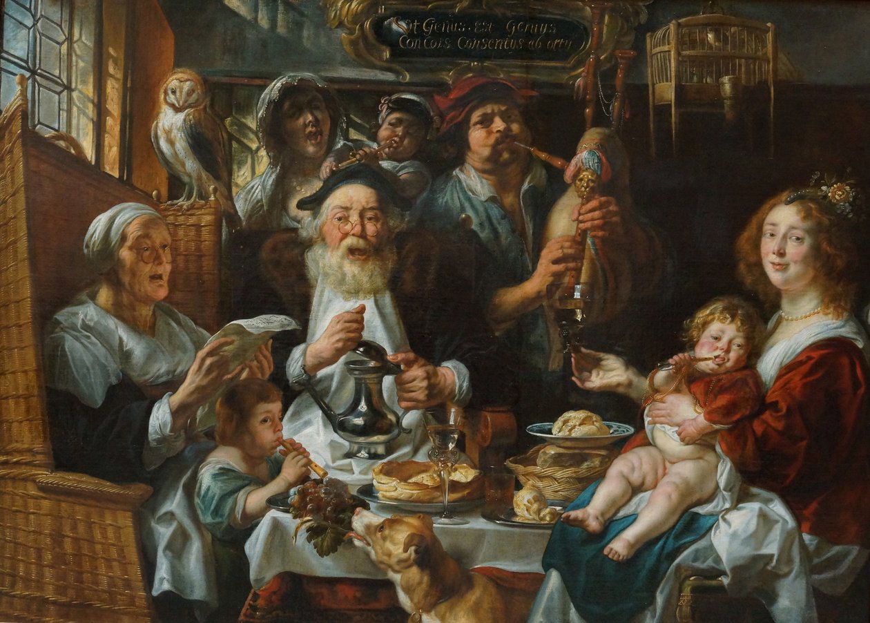 Som den gamle synger, så den unge Pibe af Jacob Jordaens