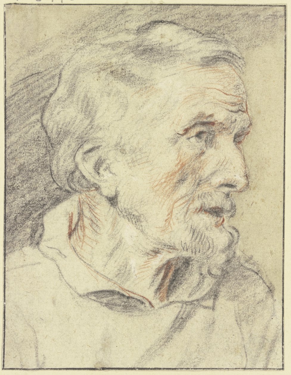 Brystbillede af en ældre mand set i profil mod højre af Jacob Jordaens