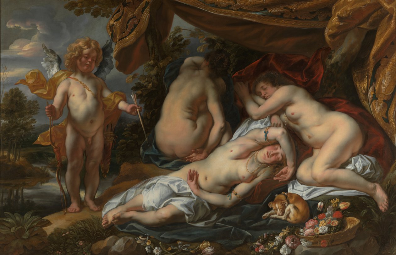 Amor og Psyke (olie på lærred) af Jacob Jordaens