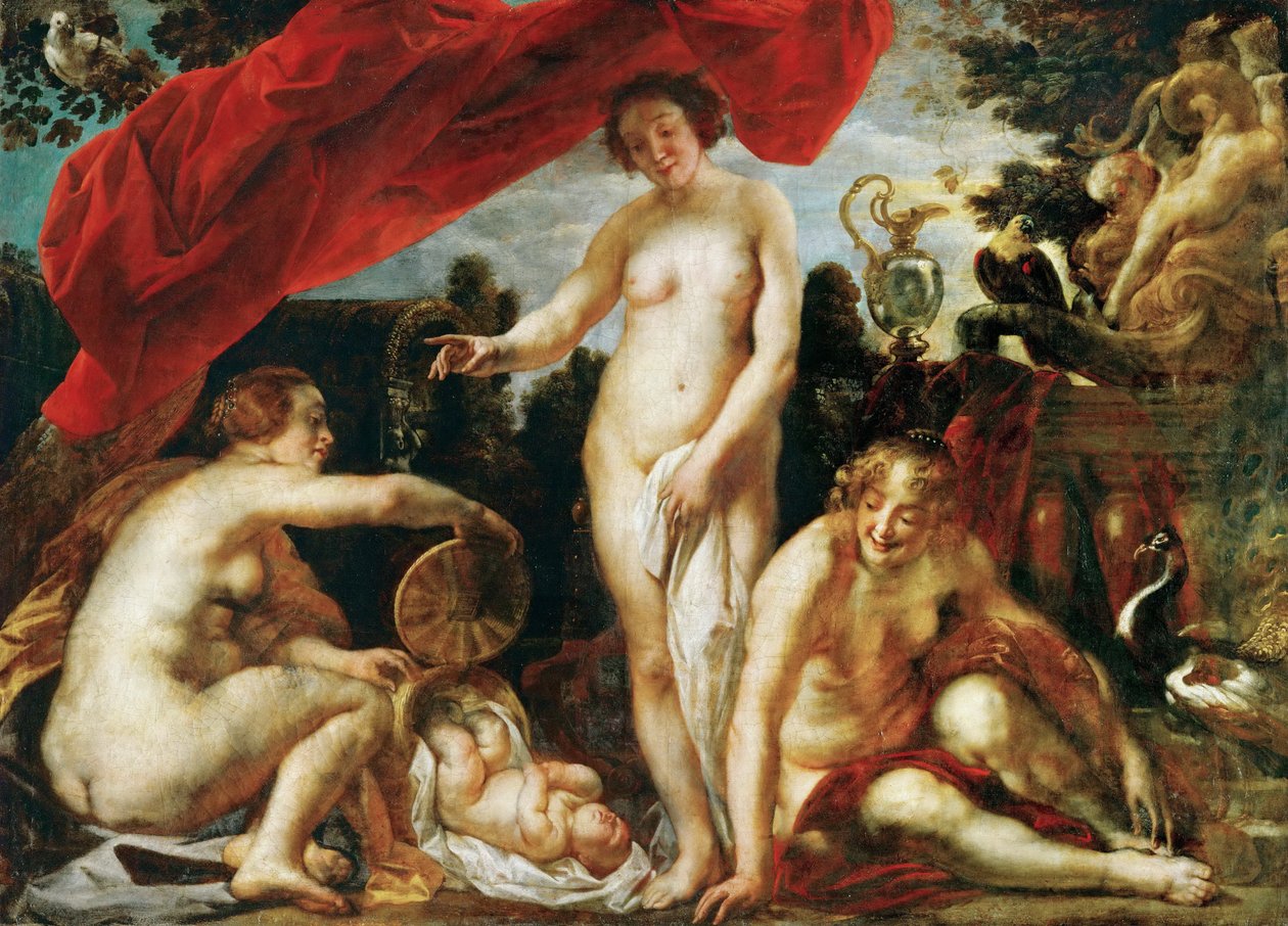 Kekrops døtre finder lille Erichthonios af Jacob Jordaens