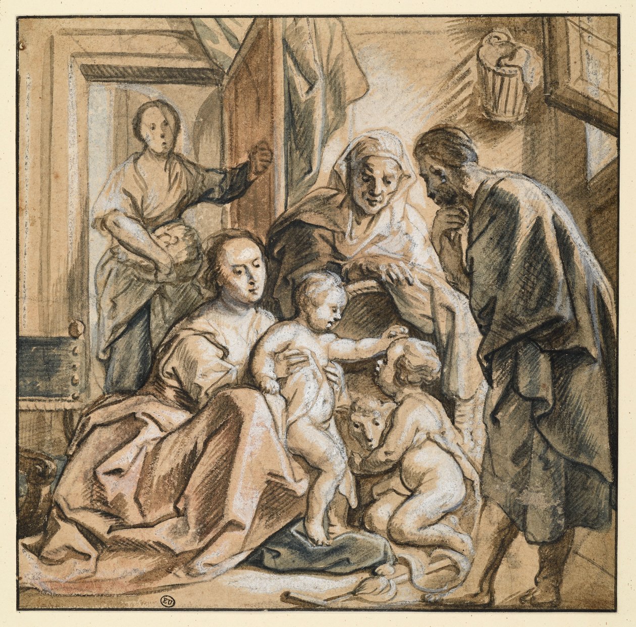 Den hellige familie med Elisabeth og den lille Johannes af Jacob Jordaens