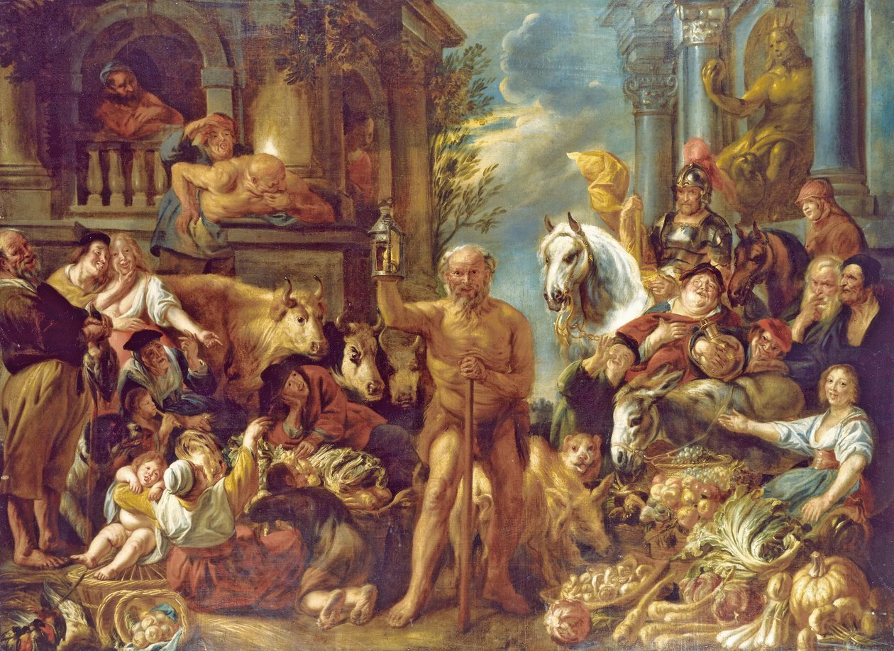 Diogenes søger efter en ærlig mand af Jacob Jordaens