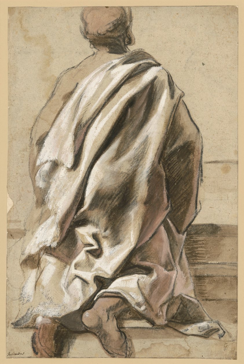 Studie af en dragt til en knælende apostel af Jacob Jordaens