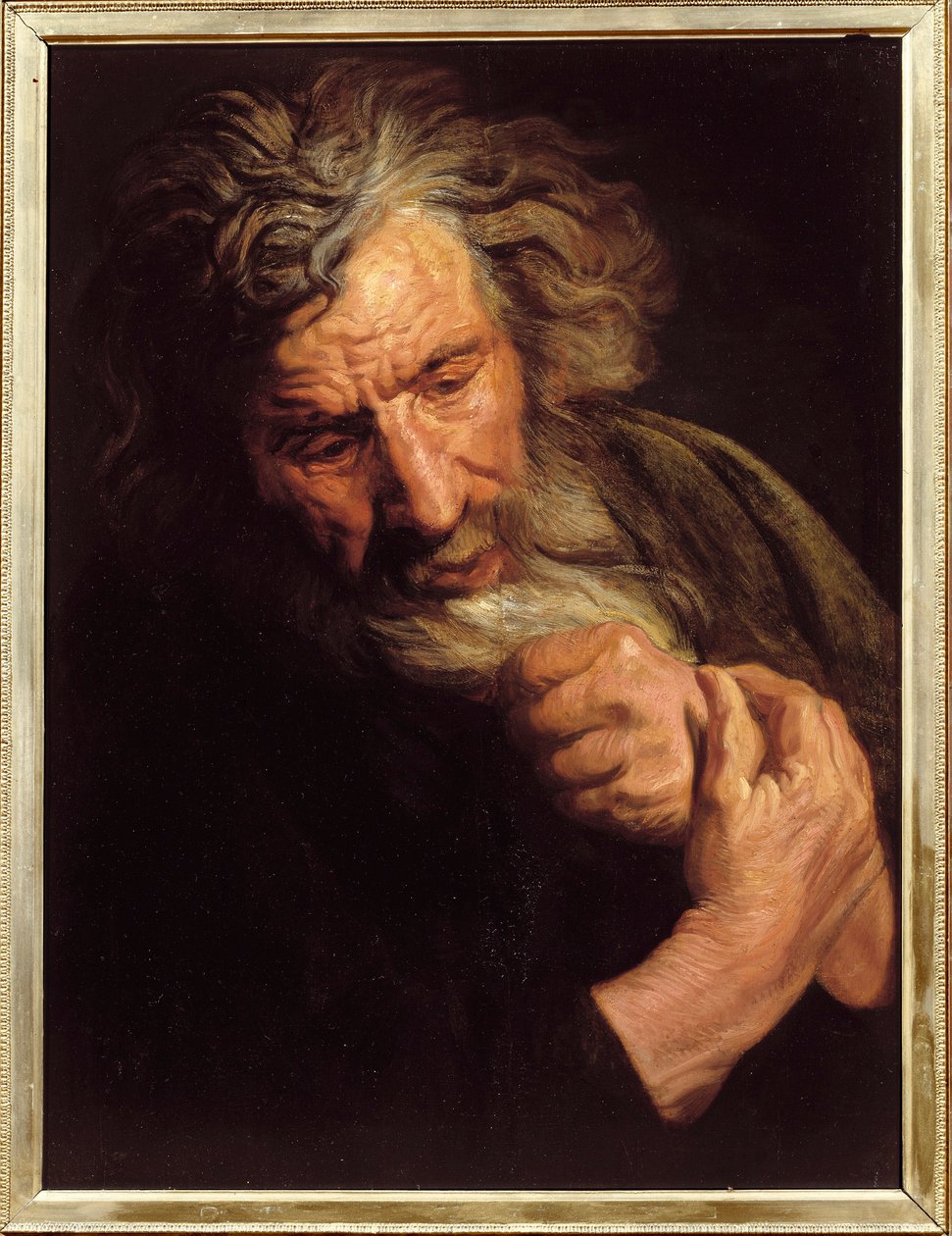 Head of Old Man Maleri af Jacob Jordaens (1593-1678), omkring 1640 Amiens, Museum of Picardie af Jacob Jordaens