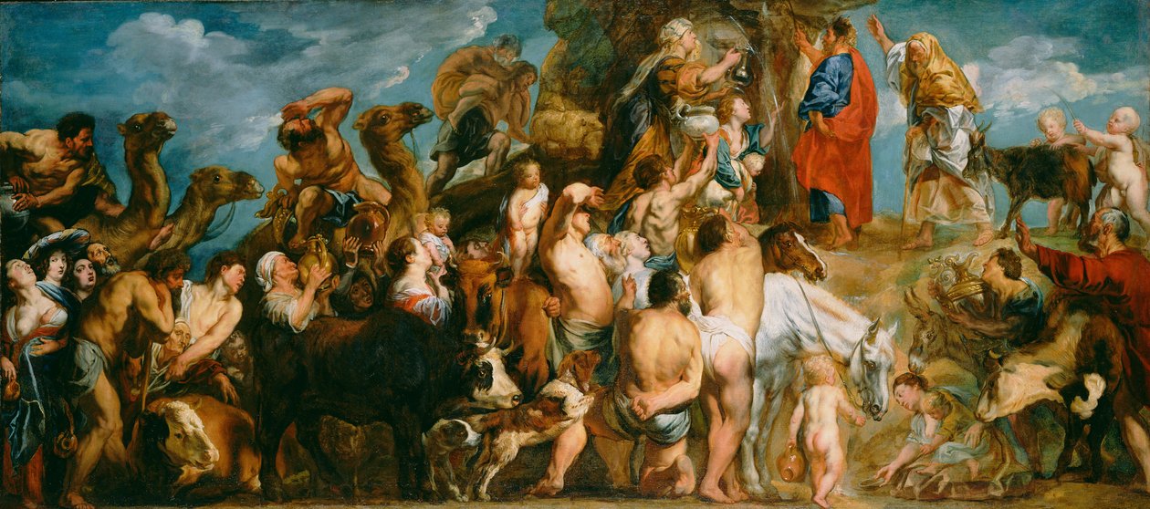 Moses slår vand af klippen af Jacob Jordaens