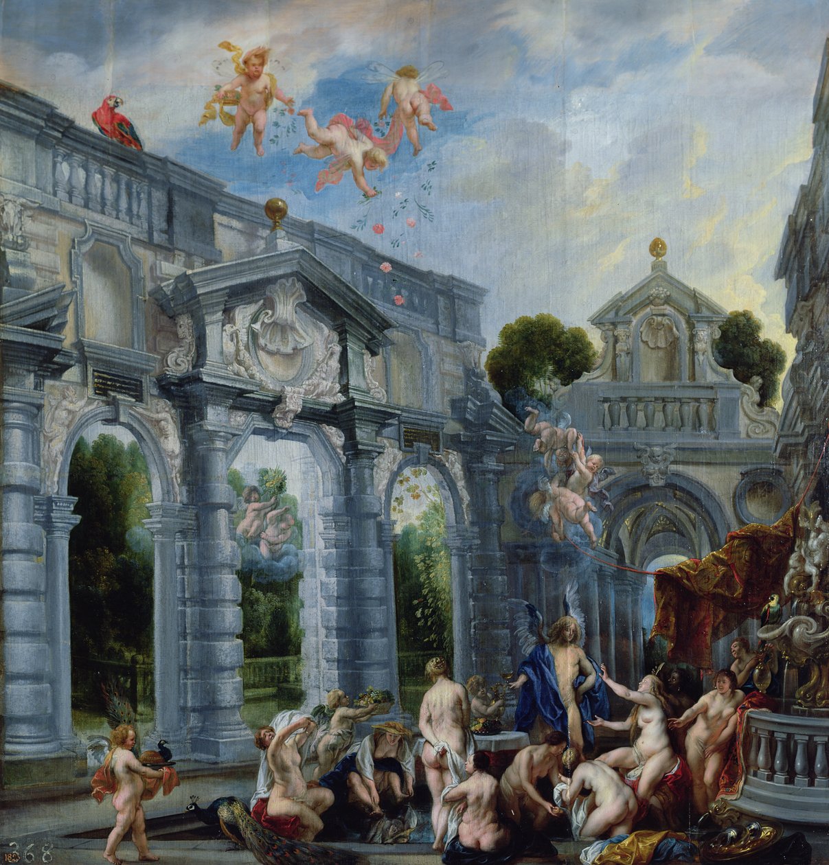 Nymphs at the Fountain of Love, ca. 1630 (olie på lærred bakket af panel) af Jacob Jordaens