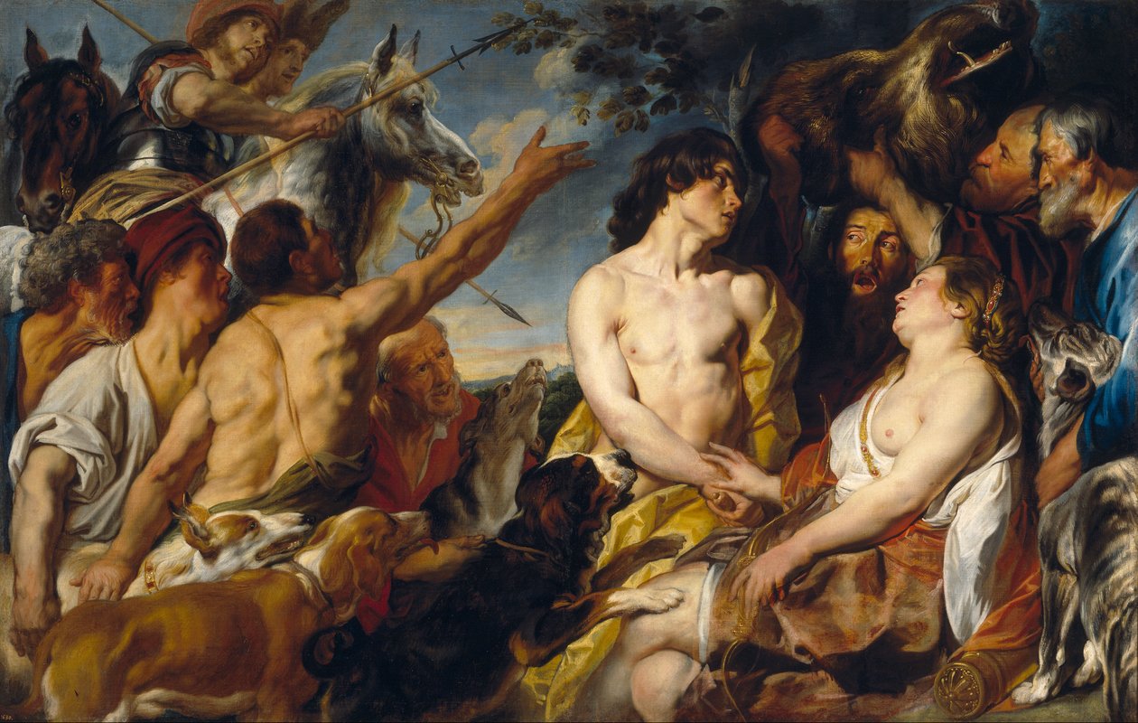 Plexippus og Toxeus stjæler hovedet af det kaledonske vildsvin fra Atalanta, som hun har fået af Meleager (Ovidius, Met. VIII, 260-444). af Jacob Jordaens