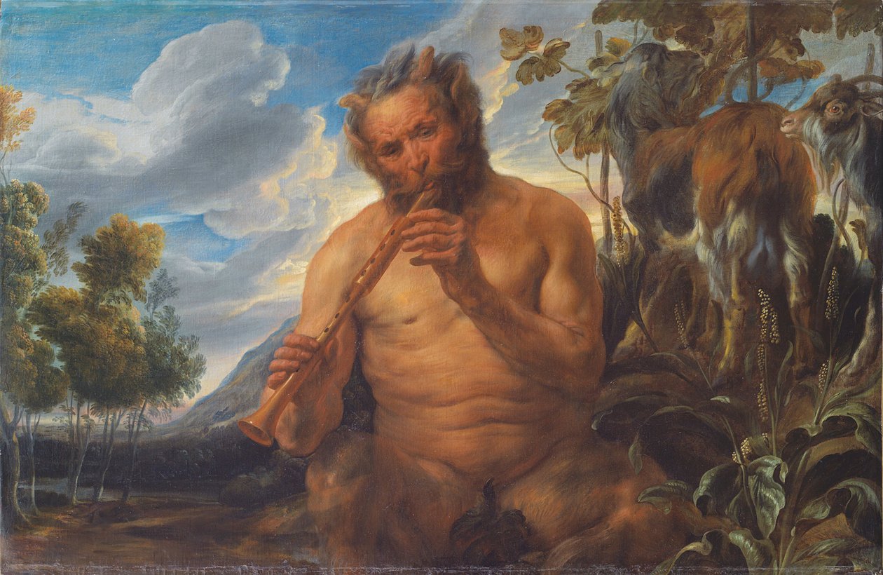 Satyr Playing the Pipe Jupiters Childhood, ca 1639 af Jacob Jordaens