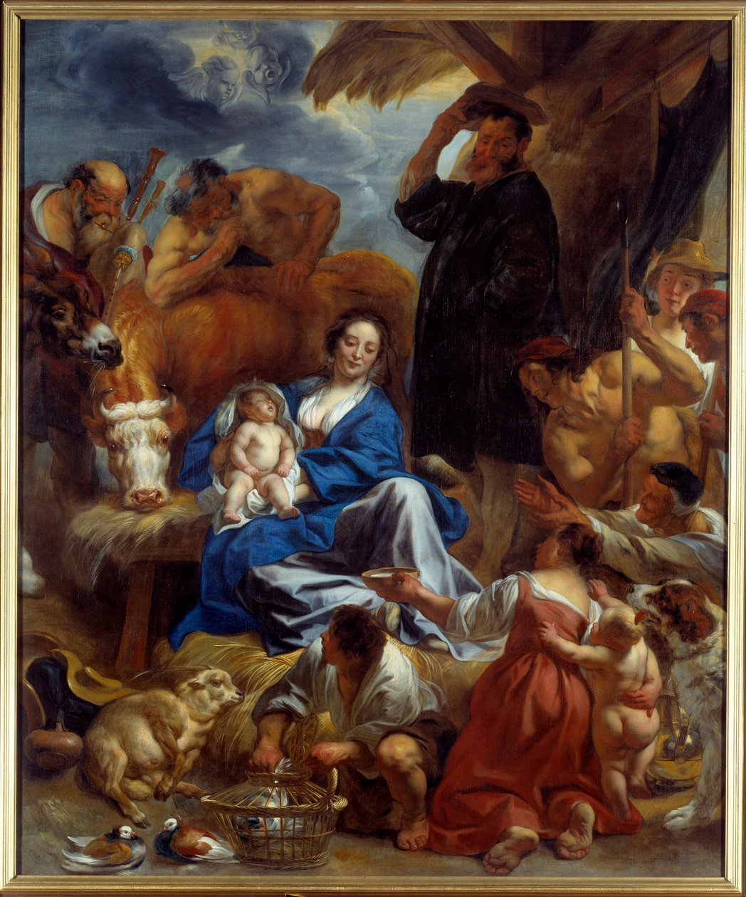 Hyrdernes tilbedelse Maleri af Jacob Jordaens (1593-1678) (ec.flam.) 1616-1620 søn. 1,95x1,22 m Lyon, Musee des Beaux Arts af Jacob Jordaens