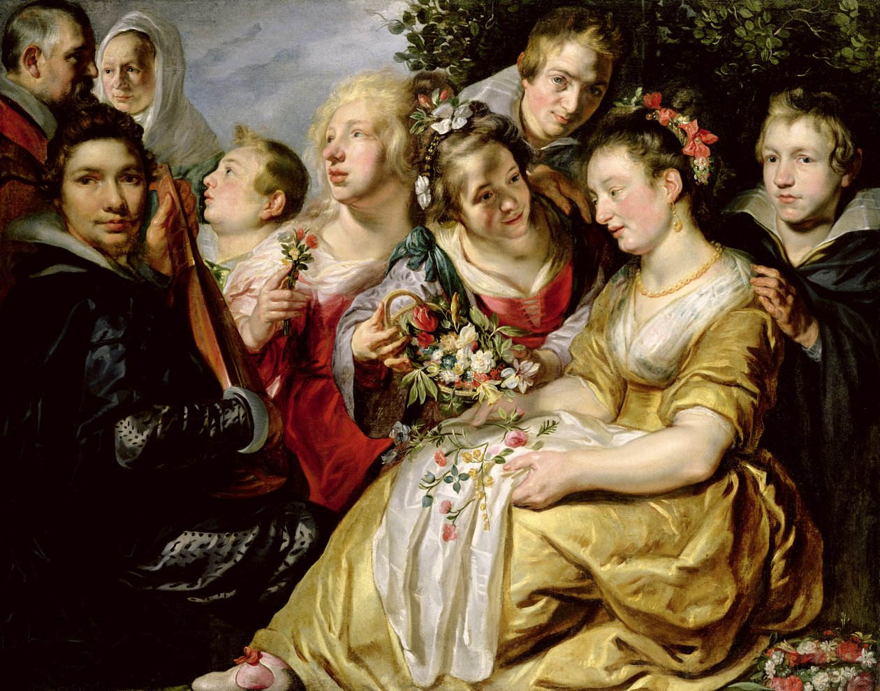 Kunstneren med sin svigerfars familie Adam Van Noort, ca. 1616 af Jacob Jordaens