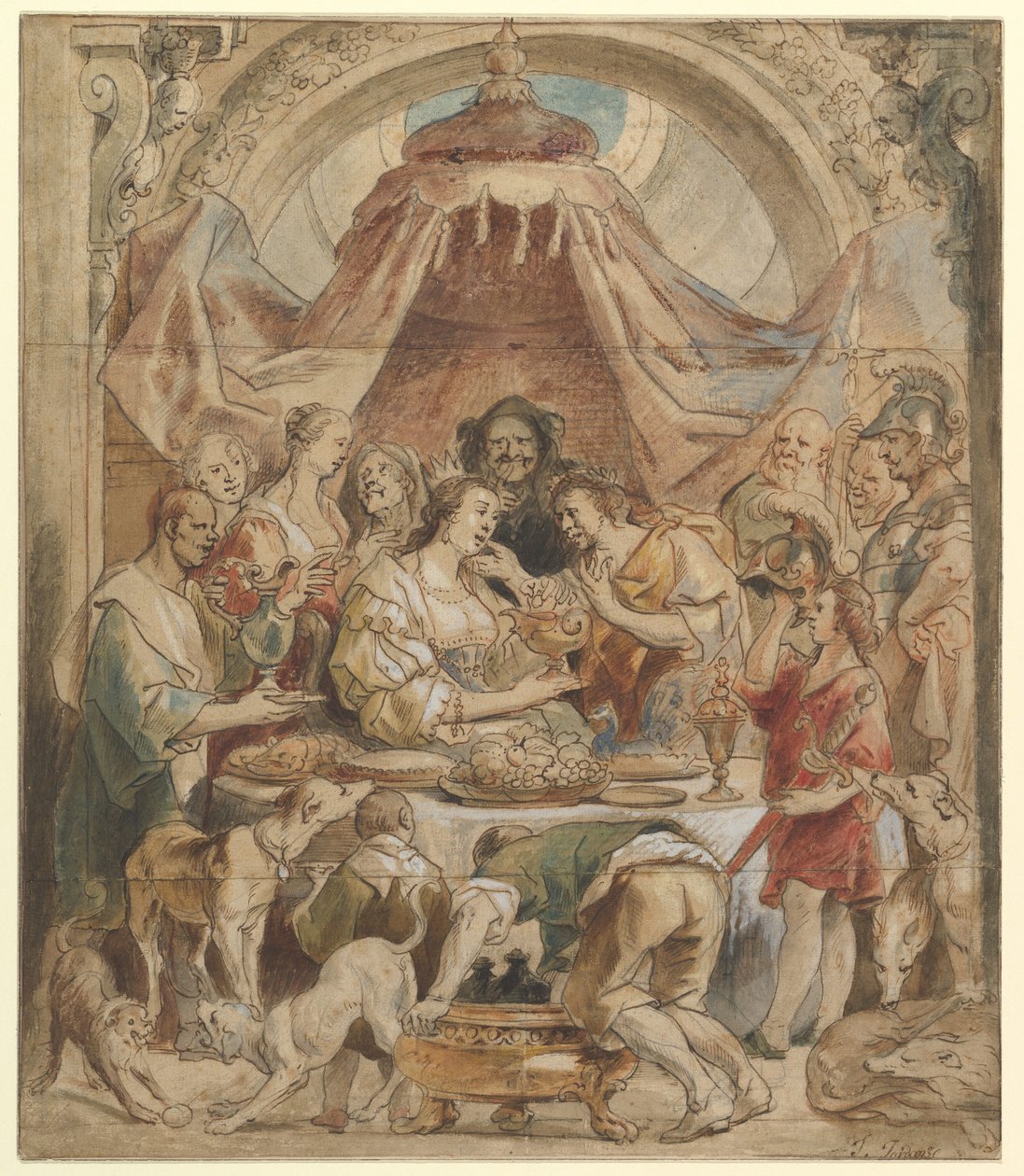 Antonios og Kleopatras festmåltid af Jacob Jordaens